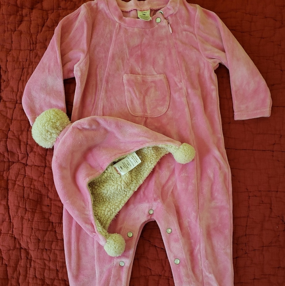 Zutano Velour Romper and Hat Set